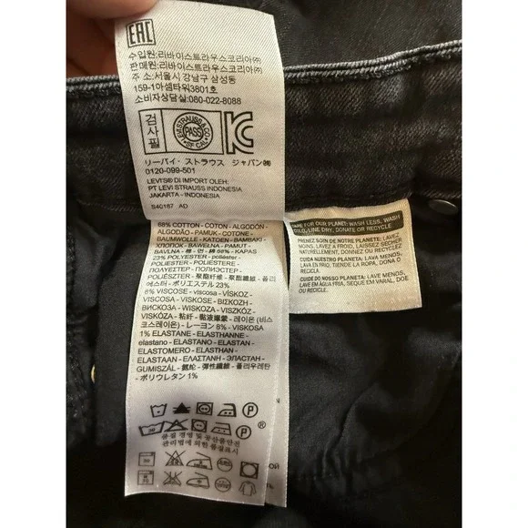 Levis 711 Skinny Dark Wash Black Denim Jeans 32x36 - Picture 7 of 7